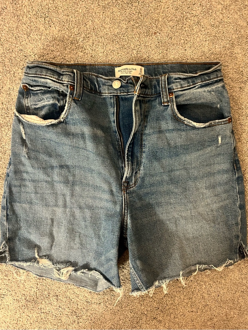 Abercrombie & Fitch Light Blue High-Rise Denim Shorts